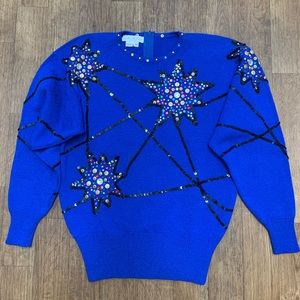 Antonella Preve New York Embroidered Studded Sequins Knit Sweeter Vintage & Rare